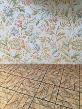 Triang/ Lines Reproduction dolls house wallpaper - Floral Bouquet