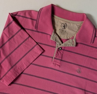 Vintage Aigle Polo Shirt Men L Pink Stripe Preppy Y2K