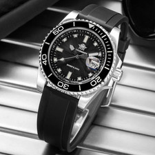 41MM ADDIESDIVE Diver Quartz Men's Watch 200M Waterproof Luminous Silicone NEW