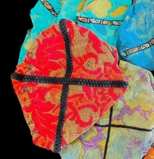 Vintage Renaissance Faire Red Brocade Ribbon Trim SZ Medium Slouch Hat Handmade