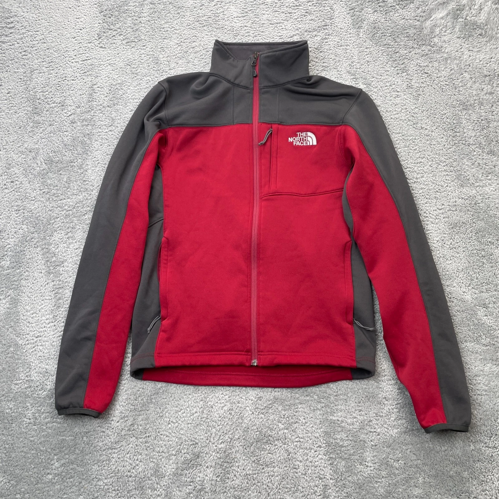 North Face Jacket Mens Small Red Fleece Coat Soft Shell Full Zip Winter