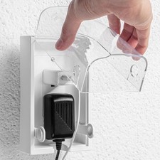 Bates- Baby Safety Outlet Cover Box, Clear Door, Baby Proof Outlet Covers,