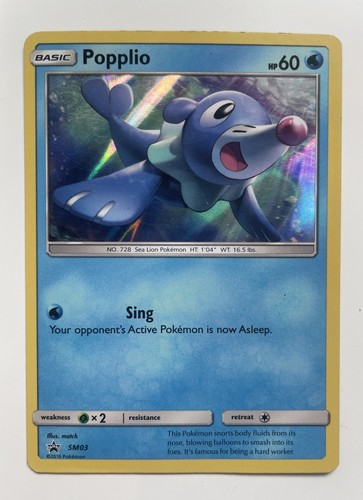 Popplio SM03 Black Star Promo Holo Rare Pokemon TCG Sun & Moon - LP