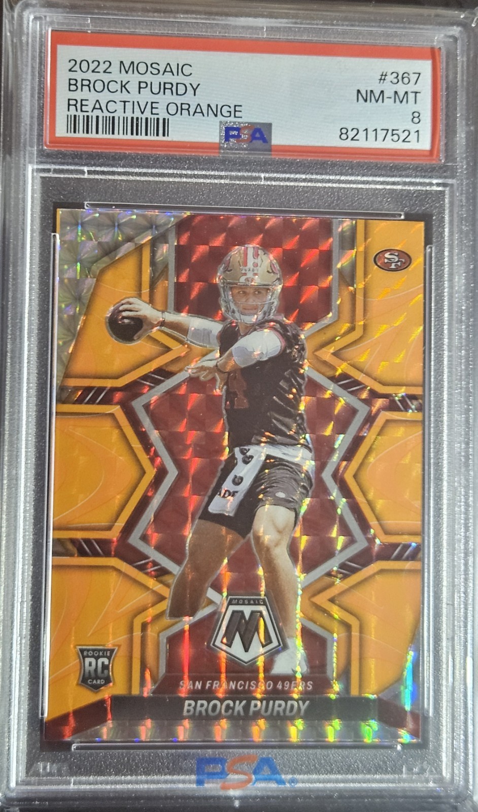 Brock Purdy 2022 Mosaic Reactive Orange Rookie #367 RC PSA 8 Near Mint 49ERS 