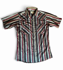 Ely Cattleman Mens Sz S Striped Pearl Snap Western 2 Pocket Shirt