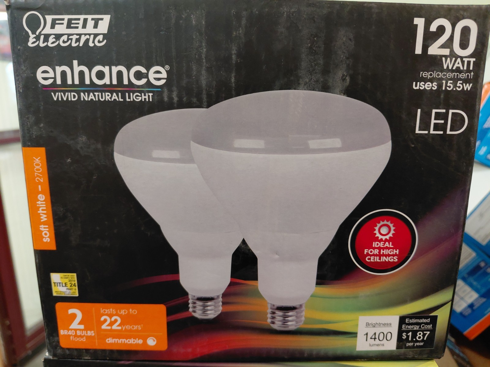 Feit BR40 LED Bulb; 120W Eq; 1400 Lumens; Soft White 2 Pack
