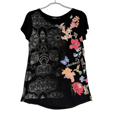 Desigual Damen Lässig Rundhals Kurzarm T-Shirt Größe S