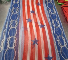 Vera Neumann Red, White  Blue Scarf 15" x 56"