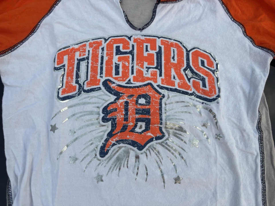Camiseta Top Vintage Tigres de Detroit Jóvenes Niñas 10/12 Blanco Naranja MLB Béisbol Y2K Foto 2 de 4