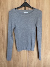 LADIES LIGHT GREY SKINNY RIB LONG SLEEVE JUMPER SIZE 10/12 PRIMARK