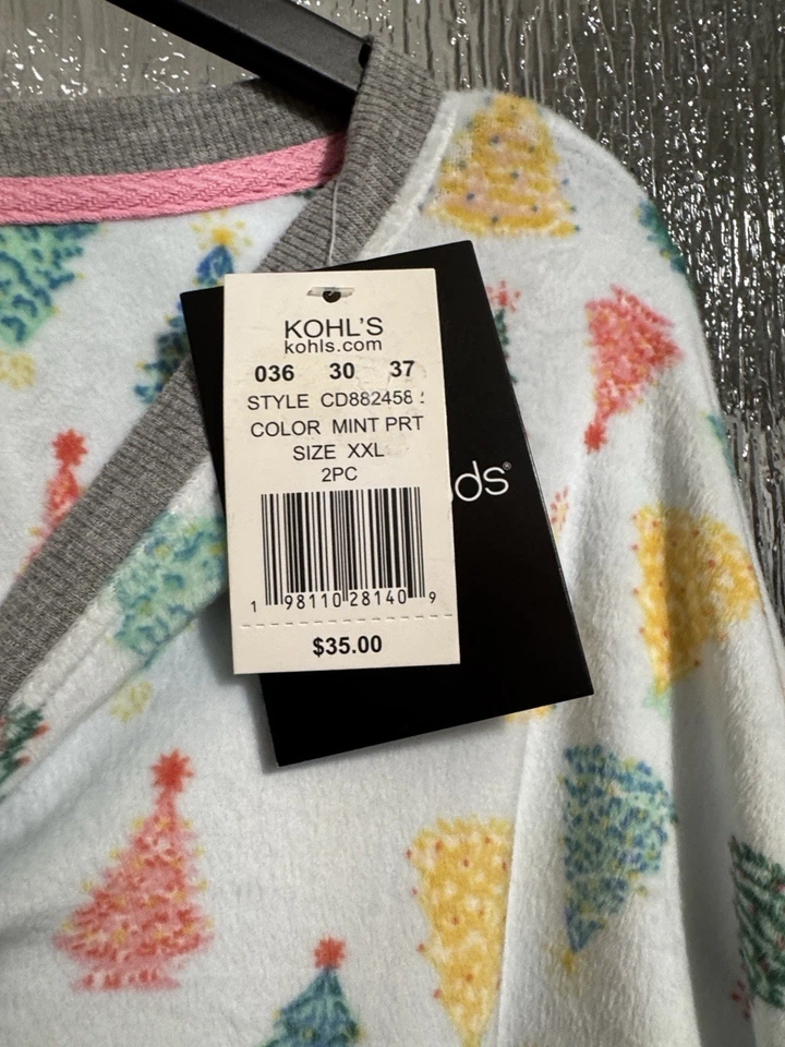 Conjunto de pijama Cuddl Duds Top 29” P2P 28” Largo Parte inferior 49x28 Damas XXL Original $35 Foto 4 de 4