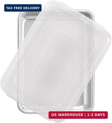 Nordic Ware Natural Aluminum Commercial Cake Pan with Lid, Rectangle Pan with Li