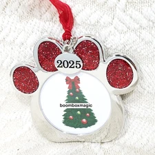 2025 CHRISTMAS TREE ORNAMENT PHOTO PICTURE FRAME PET PAW DOG OR CAT
