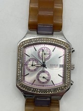 Montre Guess femme cadran strass bracelet caramel pile neuve #f54