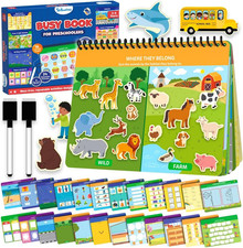 Montessori Busy Book for Toddlers   Preschool Learning Activities, 150 Reusable