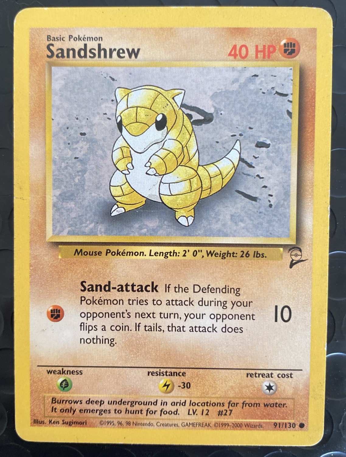 SANDSHREW - 91/130 - Base Set 2 - Pokemon Card