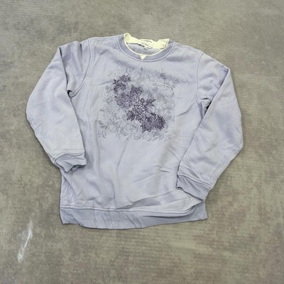 Vintage Sweatshirt Cottagecore Pullover mit Blumenmuster und Doppelkragen