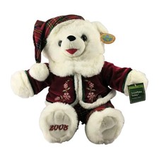 Dan Dee 2008 Snowflake Teddy Bear Plush Holiday Time Plaid Maroon Velvet Xmas