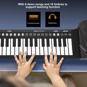 Portable noir 49 Clés Electronique clavier main roulant Piano pour les enfants