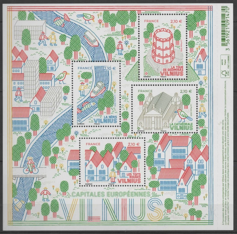 2025 Bloc Feuillet BF "Capitale Européenne VILNIUS" (**) - Photo 1/1