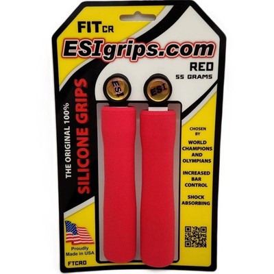 ESI Fit CR Contoured MTB Bike Grips 100% Silicone Shock Absorbing 130mm Red