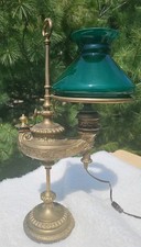 Wild & Wessel Aladdin Brass Harvard Student Electrified Oil Lamp RARE 1873
