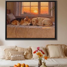 Corgi Labrador Oil Painting Dog Wall Art Living Room Decor Cute Pet Artwork