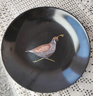 Rare Couroc Bird Series Black Satin Ware Shallow Bowls Inlaid Owl Quail Sparrows — photo 6
