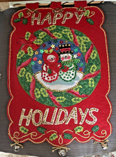 Bucilla 3603 Mr  Mrs Snowman Christmas Felt Sequined Wall Hanging Completed