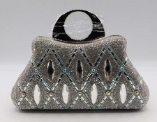 Vintage Rhinestone Evening Handbag Purse Clutch Party Wedding Purse/SilverF10893