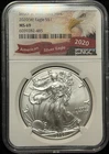 2020 - NGC MS 69 - American Silver Eagle One Dollar S$1 999 Fine 1 Oz Coin -485