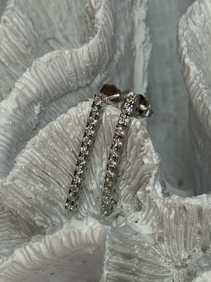 14K WEISSGOLD DIAMANTEN OHRRINGE LÄNGE 1,13 ZOLL