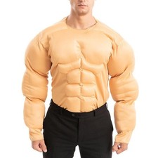 Fake Muscle Suit Shirt Men Funny Short Sleeves Fake Shoulders for Indoor Outdoor