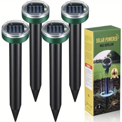 4x Solar Mole Repeller Ultrasonic Sonic Gopher Ground Stake Repellent