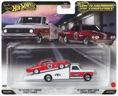 HOT WHEELS TEAM TRANSPORT '66 CHEVY CORVAIR YENKO STINGER RAMP TRUCK #91 JHX91