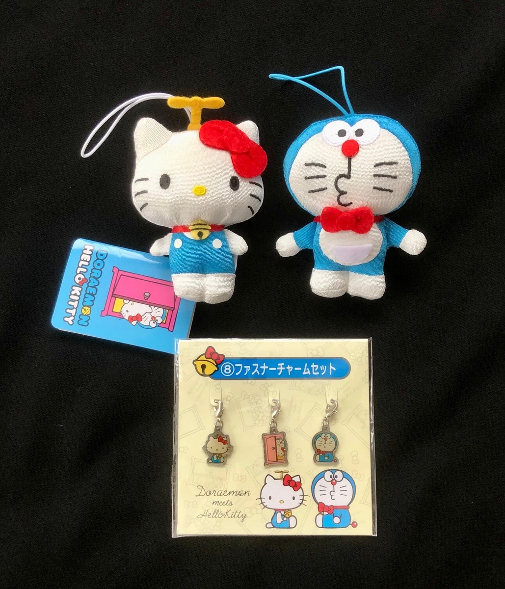 Doraemon x Hello Kitty Collaboration Goods Set Mascot Plush