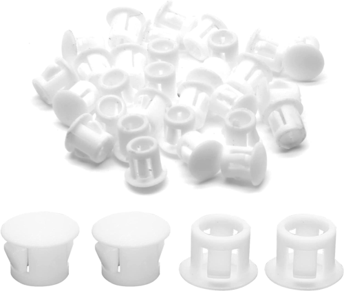 30PCS 8Mm (5/16") White Hole Plugs Plastic Flush Type Hole Plugs Snap in Locking - Picture 1 of 8