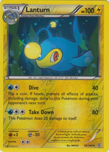 Pokemon - Lanturn - 58/160 - Uncommon - Reverse Holo - XY - Primal Clash - NM