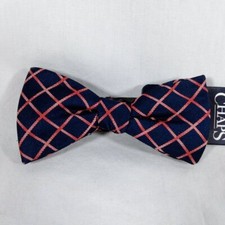 Men's Chaps Pre-Tied Bow Tie-Navy Blue Red Grid-New with Tags-FREE SHIPPING