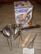 New PROGRESSIVE 3- Piece Stainless Steel Chinois Strainer Culinary Set