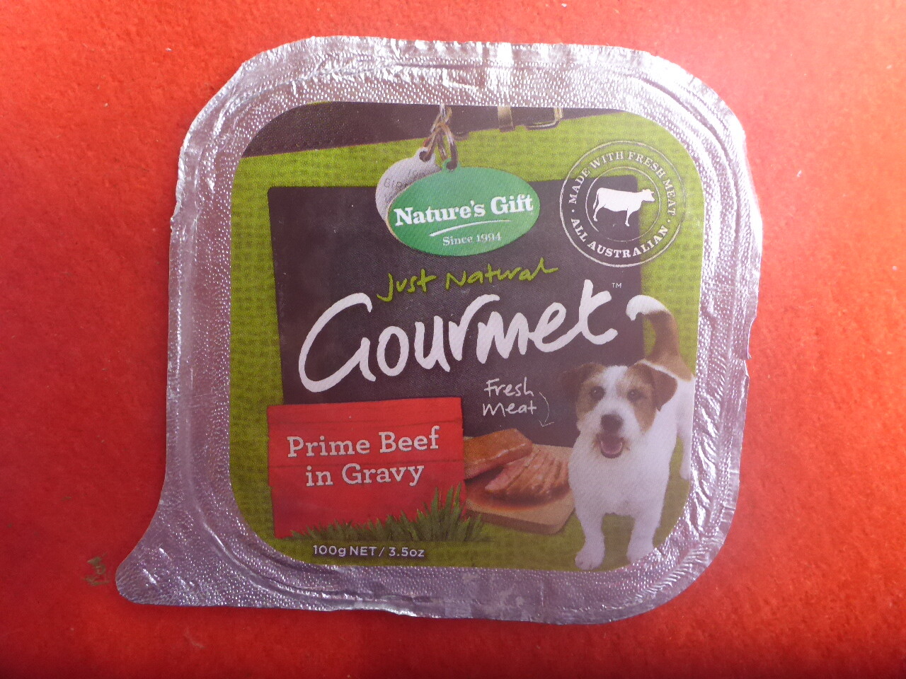 Foil Label,natures Gift Gourmet  Prime Beef Jack Russell Pup