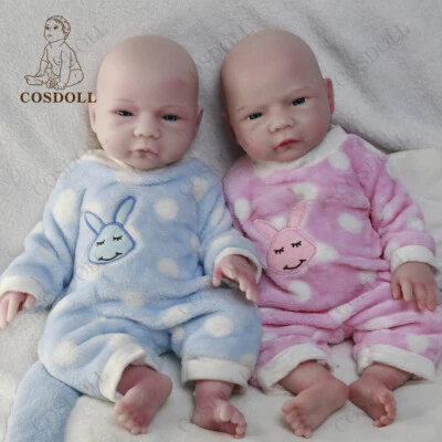 COSDOLL 18.5'' Reborn Baby Dolls Adorable Twins Baby Doll Platinum Silicone Doll