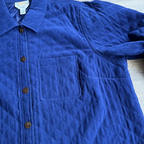 Talbots Woman Stretch Quilted Jacket Button Down Shacket Blue 1X - Picture 5 of 13