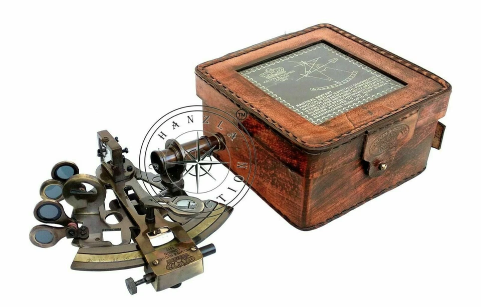 RARE NEW Brass Sextant Nautical Brass Sextant Working Marine Vintage/Leather Box - Image 2 of 4