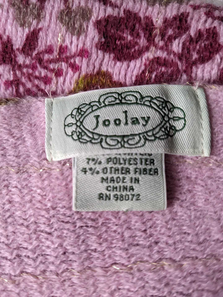 Bufanda Joolay con volante rosa con hilos dorados en todo. Foto 2 de 4