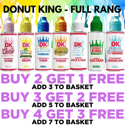 Donut King E Liquid Vape Juice 100ml 0mg Nicotine Free 70/30 VG/PG - Donut  King