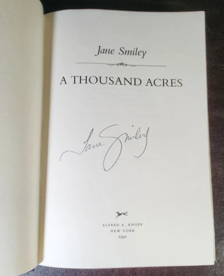 *SIGNED/1st Edit* A Thousand Acres, Jane Smiley, 1991 Knopf, HC/DJ/VG - Image 2 of 4