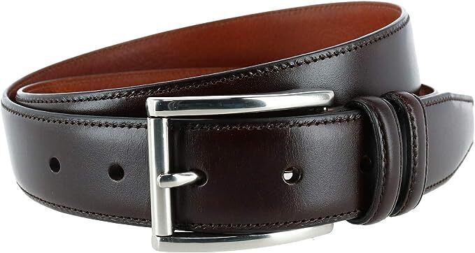 Trafalgar Men's Lorenzo 32mm Dropped Edge Leather Dress Belt Black