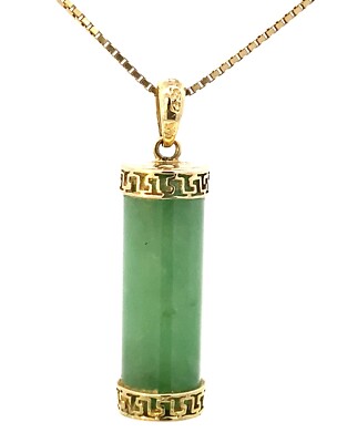 14 KT GELBGOLD JADE ZYLINDER ANHÄNGER 3,4 GRAMM