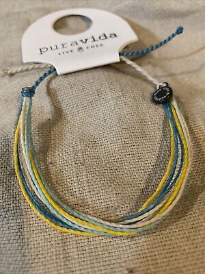 NEW Pura Vida Playa Bonita “Beautiful Beach” Bracelet Blue Yellow White